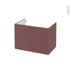 Meuble De Salle De Bains Sous Vasque TIA Rouge Terracotta, 2 Portes, Côtés Décors, L80 X H57 X P50 Cm