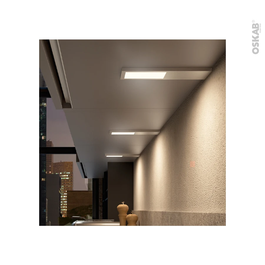 Kit De 2 Appliques De Cuisine Eclairage LED Rectangle Finition Acier BrossĂ© â Image 2