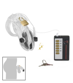 Cage Chasteté électro Stimulation Transparente