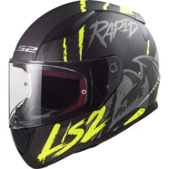 LS2 - Casque FF353 Rapid Raven Noir Mat / Jaune Fluo / Gris