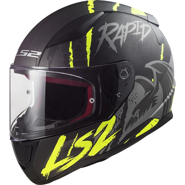 LS2 - Casque FF353 Rapid Raven Noir Mat / Jaune Fluo / Gris