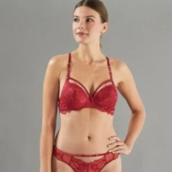 Collection Noël Femme | Apollon Soutien-Gorge Push Up Dentelle Bordeaux | RougeGorge