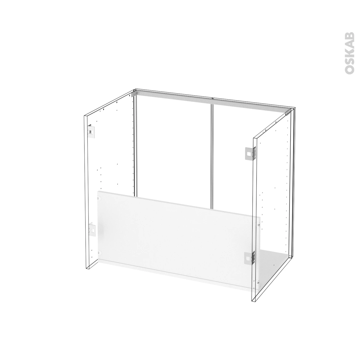 Meuble De Salle De Bains Sous Vasque IPOMA Blanc Brillant, 2 Portes, Côtés Décors, L80 X H70 X P50 Cm – Image 2
