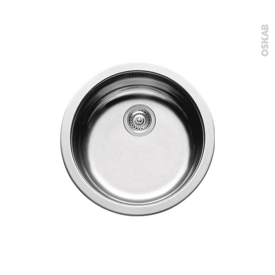Evier De Cuisine NERA Inox Anti-rayures, 1 Cuve Ronde D.45 Cm, Ă Encastrer
