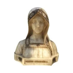 Superbe Buste De Vierge En Marbre Signé Fagioli