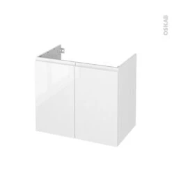 Meuble De Salle De Bains Sous Vasque IPOMA Blanc Brillant, 2 Portes, Côtés Décors, L80 X H70 X P50 Cm