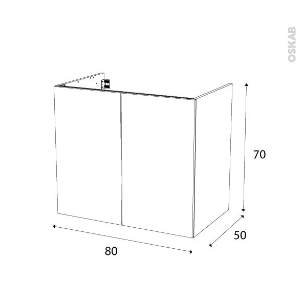 Meuble De Salle De Bains Sous Vasque IPOMA Blanc Brillant, 2 Portes, Côtés Décors, L80 X H70 X P50 Cm – Image 5
