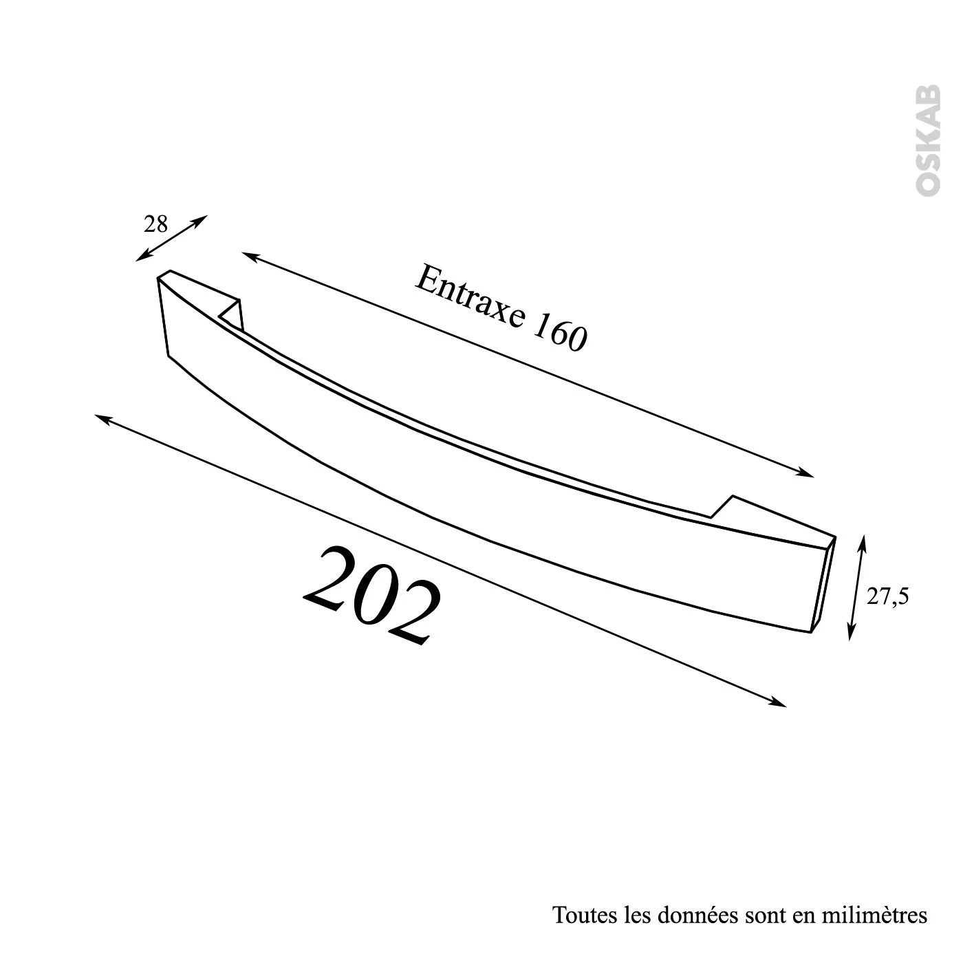 Poignée De Meuble De Salle De Bains N°3 Inox Brossé, 20,2 Cm, Entraxe 160 Mm, HAKEO – Image 3