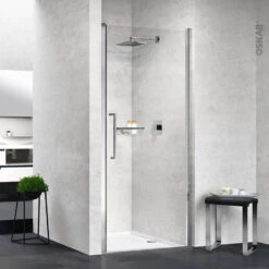 Porte De Douche Pivotante NOVELLINI 80 Cm, Verre Transparent, Profilés Chromés