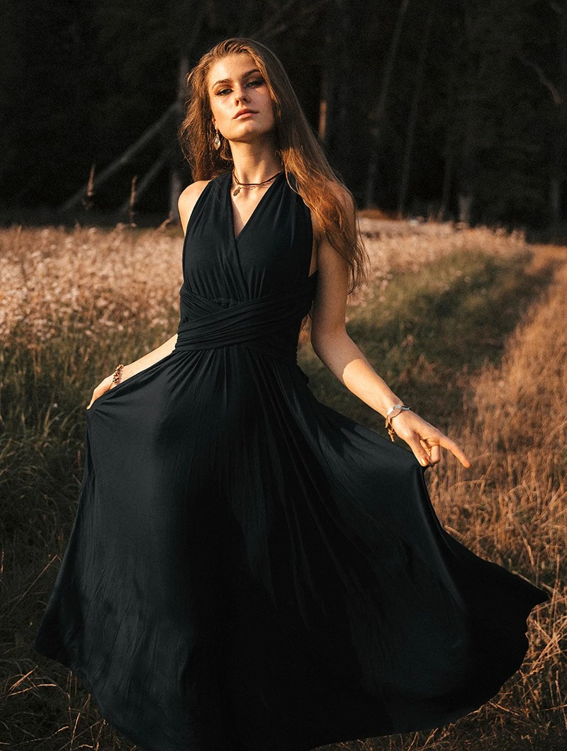 Robe Longue Infinity "Wakiza", Noir â Image 2