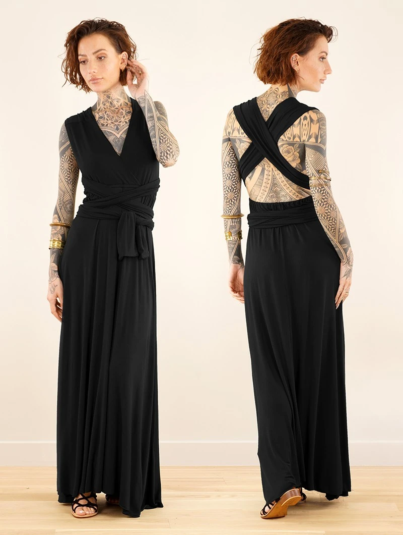 Robe Longue Infinity "Wakiza", Noir