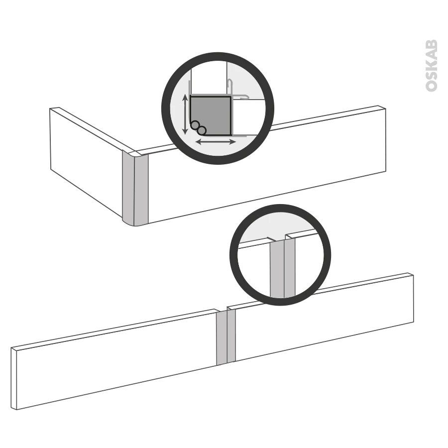 Raccord De Plinthe De Cuisine Jonction D'angle Ou Droite Hauteur 15 Cm, Noir Brillant, SOKLEO â Image 4